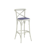 Coco Bar Stool in White with Lavender Seat Pad