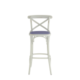 Coco Bar Stool in White with Lavender Seat Pad