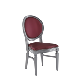 Chandelle Chair in Silver with Merlot Seat Pad