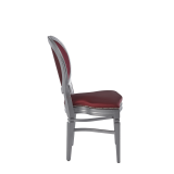 Chandelle Chair in Silver with Merlot Seat Pad