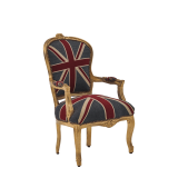 Louis Armchair in Gold with Union Jack Seat Pad