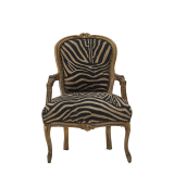 Louis Armchair in Gold with Zebra Seat Pad