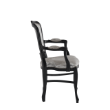 Versailles Armchair in Black with Silver Seat Pad