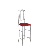 Napoleon Bar Stool in Chrome with Red Seat Pad