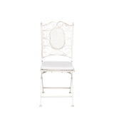 Chantilly white wrought iron chair with cushion