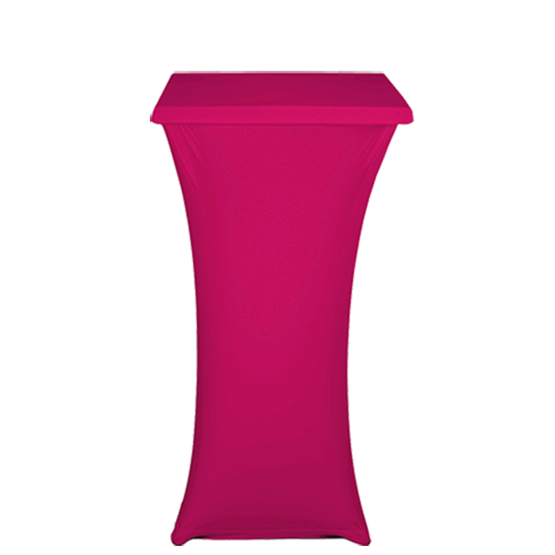 Square Steel Poseur Table with Fuchsia Cover 60 X 60 cm H 111 cm
