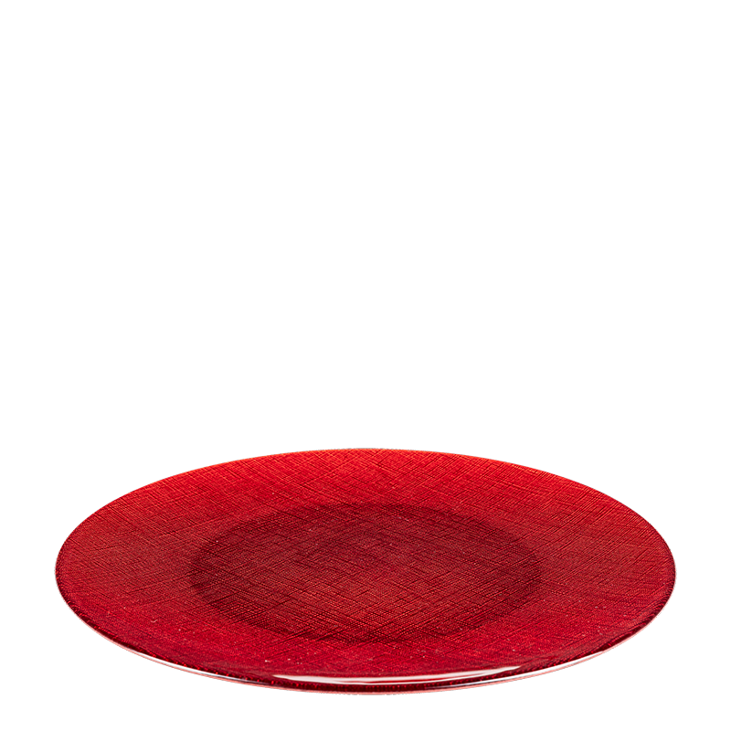 Glass Presentation Plate Red Ø 32 cm