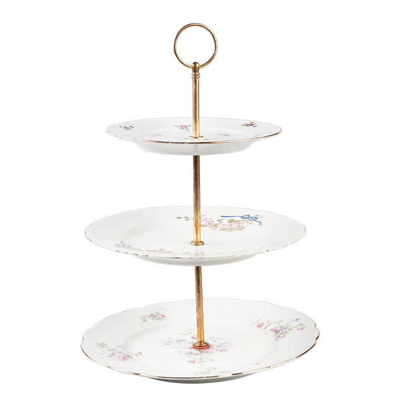 Vintage flowery Cake stand 3 tiers Hire Options Greathire London