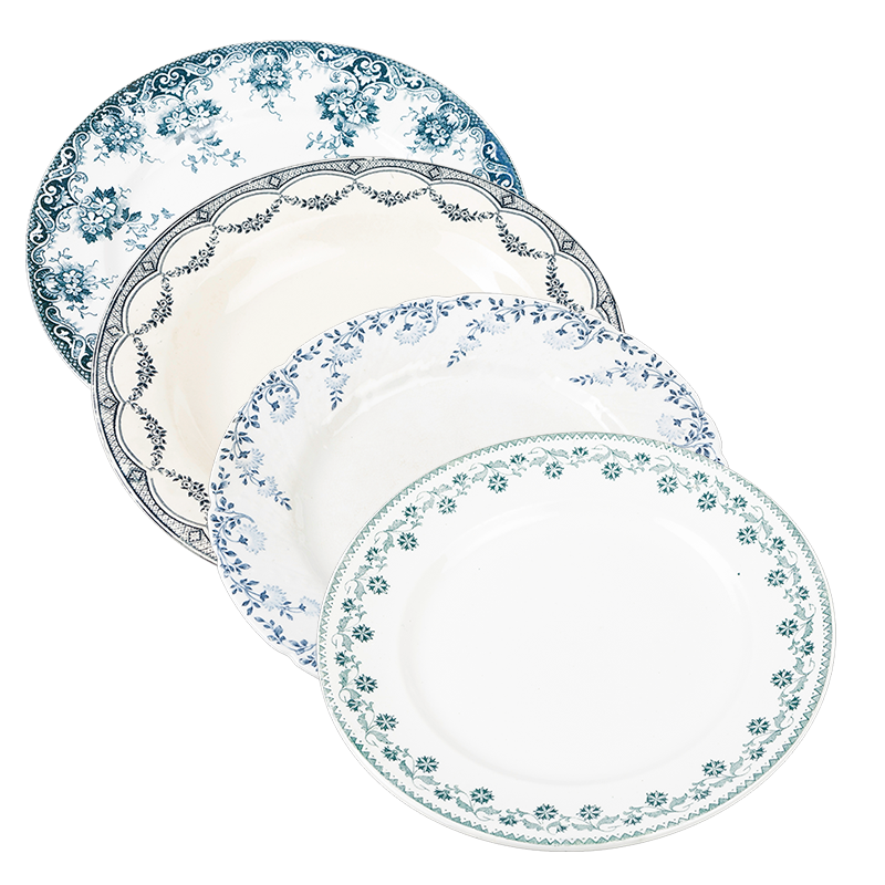 Vintage blue green big plate Ø 22-25 cm