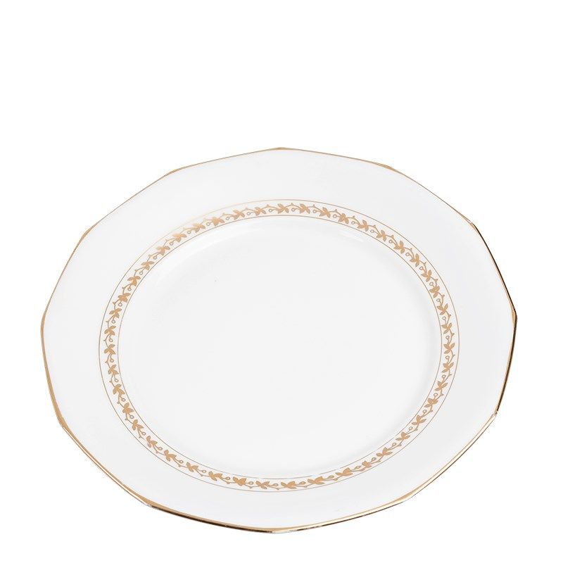 Vintage white and gold big plate Ø 23-25 cm