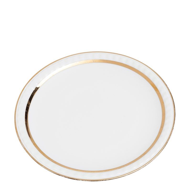 Vintage white and gold big plate Ø 23-25 cm
