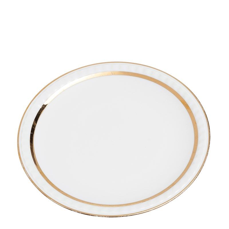 Vintage white and gold big plate Ø 23-25 cm