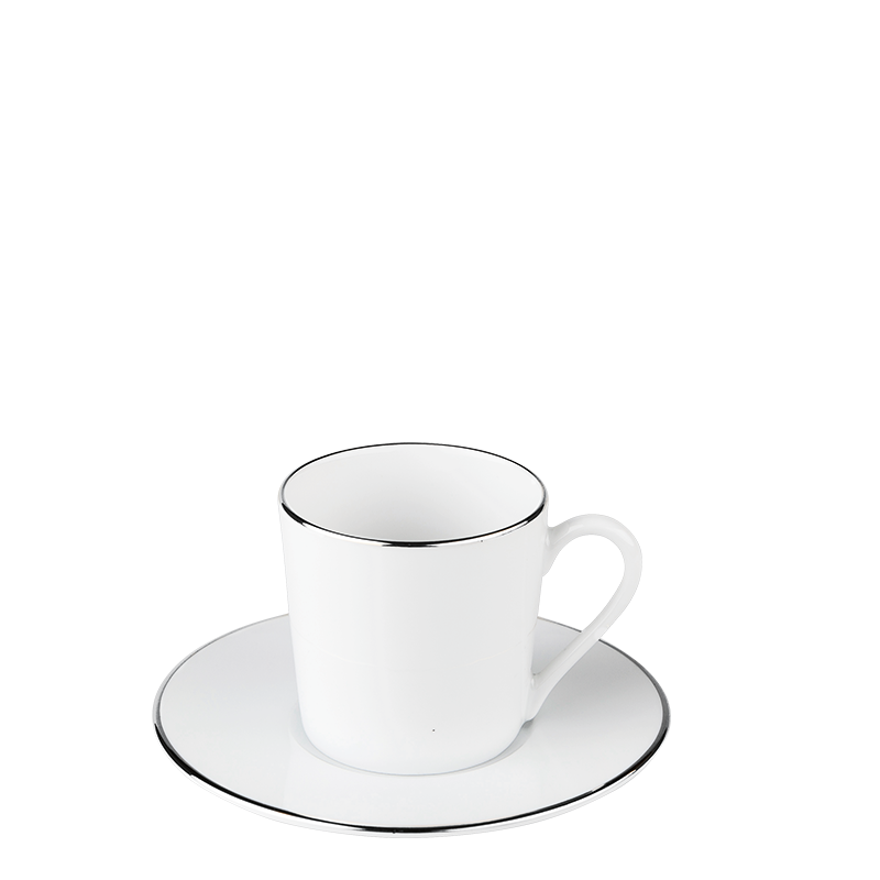Plane Coffee Cup and Saucer with Silver Thread 12 cl