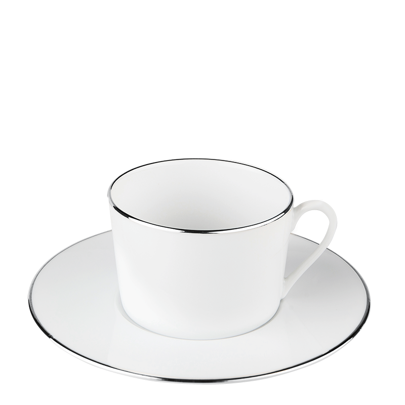 Plane Teacup and Saucer with Silver Thread 22 cl