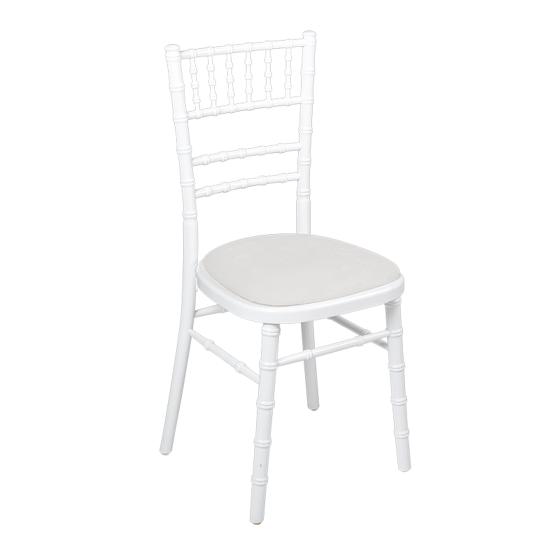 Bamboo Chair in White with White Vinyl Seat Pad