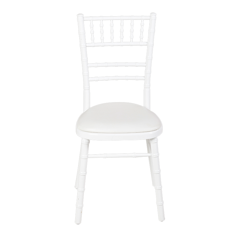 Bamboo Chair in White with White Vinyl Seat Pad