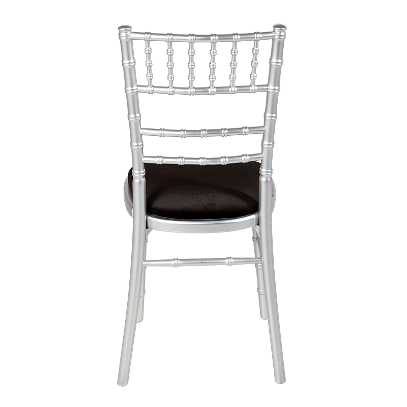 Bamboo Chair in Silver with Black Velvet Seat Pad