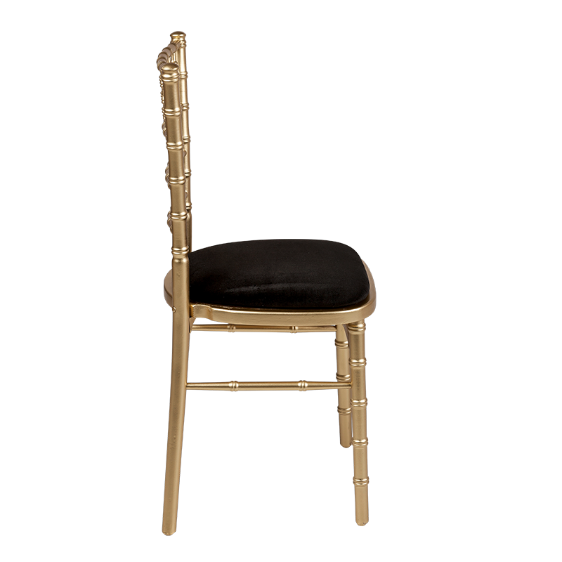 Bamboo Chair in Gold with Black Velvet Seat Pad