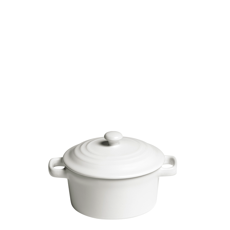 Individual Cooking Pot White and Its Top Ø 10 cm 25 cl