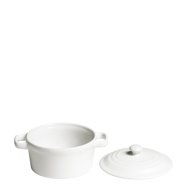 Individual Cooking Pot White and Its Top Ø 10 cm 25 cl