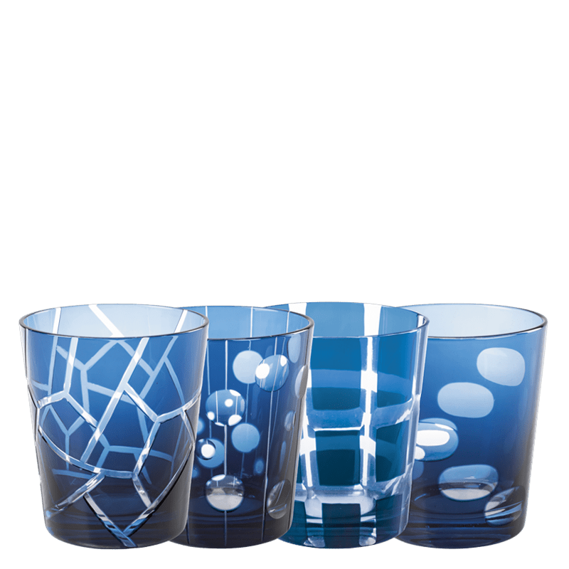 Blue Mélodie glass tumbler Ø 8 cm H 9 cm 24 cl