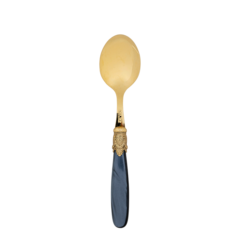 Black and Gold Mother of Pearl Dessert Spoon