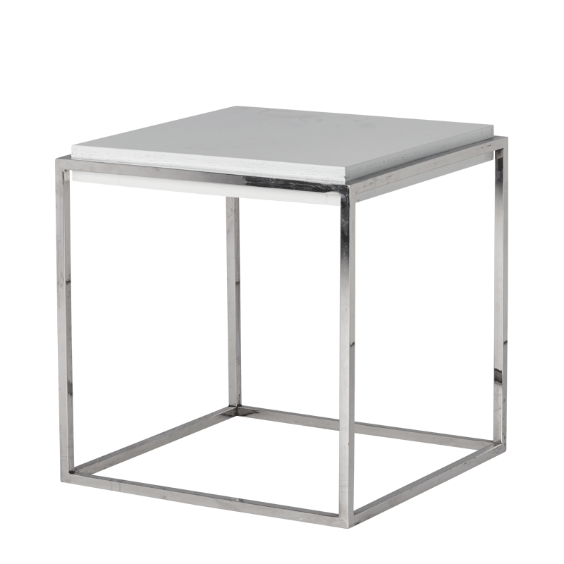 Chrome Square Coffee Table in White