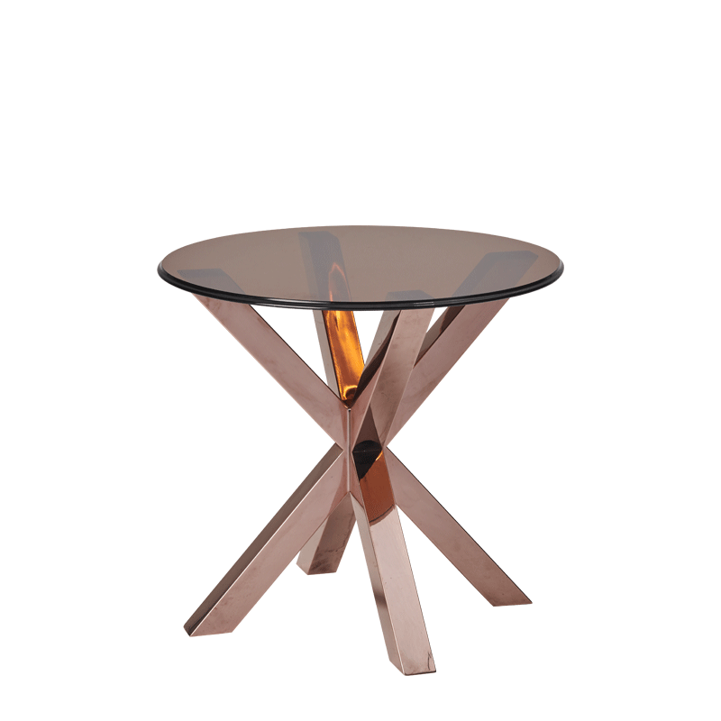 Cognac Occasional Table with Bronze Crystal Top