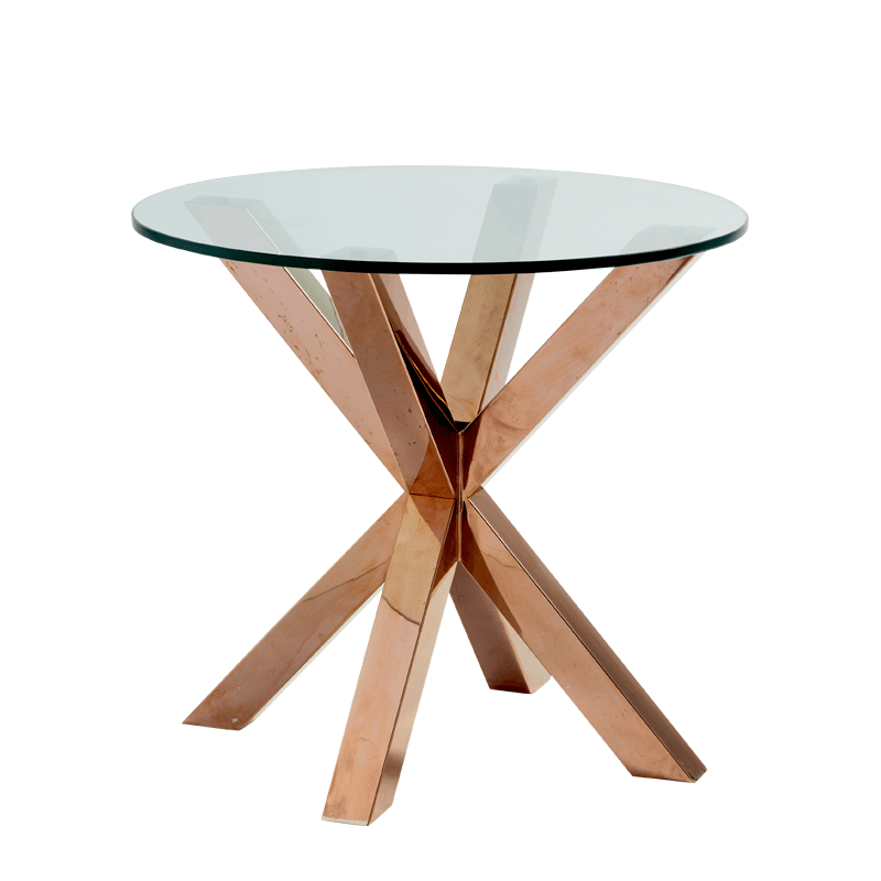 Cognac Occasional Table with Crystal Top