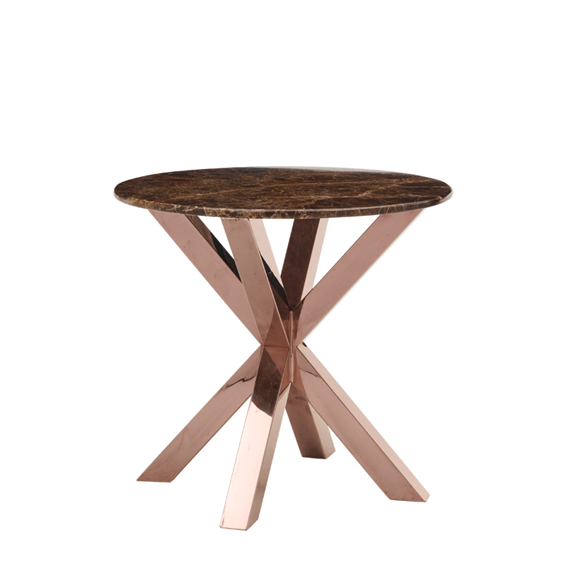 Cognac Occasional Table with Brown Marble Top