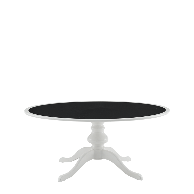 Isla Dining Table 6ft in White with Black Table Top