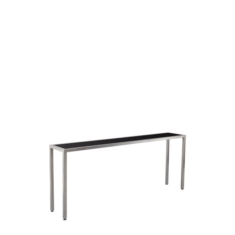 Unico Console Table with Stainless Steel Frame and Black Top