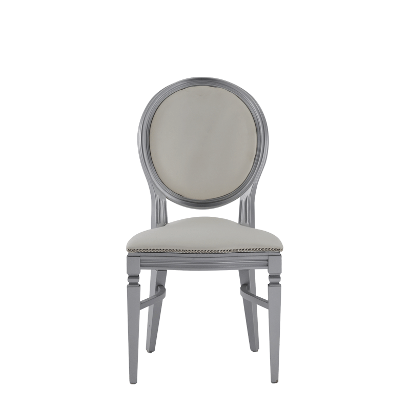Chandelle Chair in Silver with Anastasia Collect. Silver Seat Pad