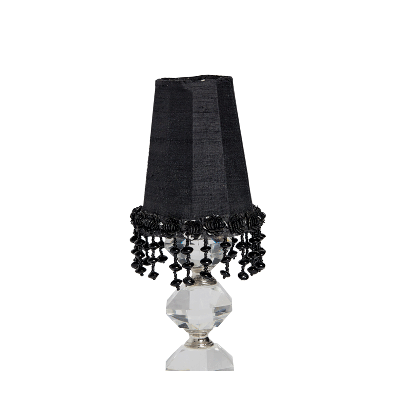 Retro Crystal Lamp with Black Lamp Shade Small with Pebble Print