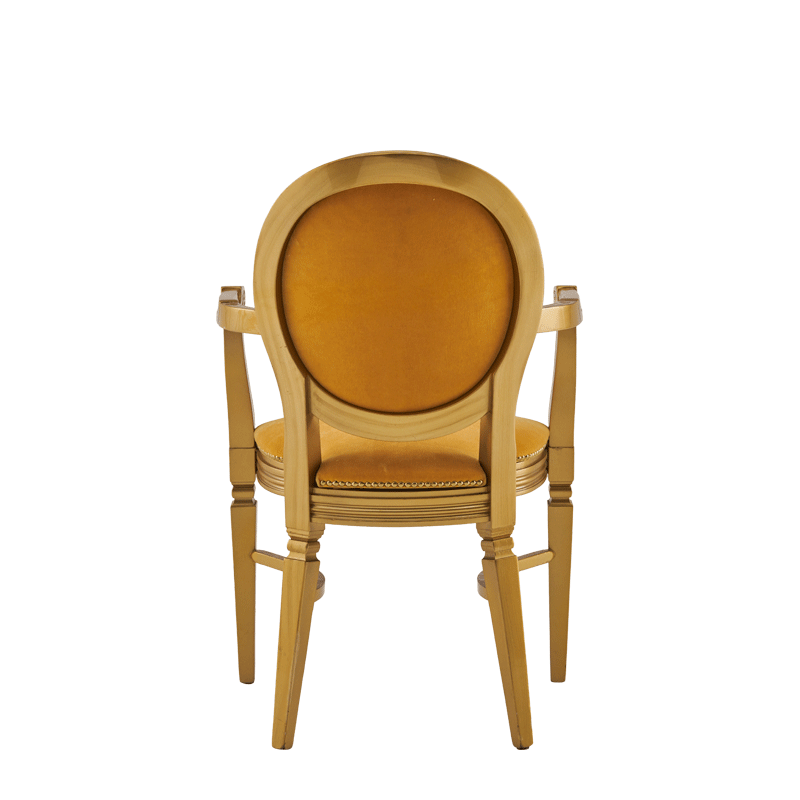 Chandelle Armchair in Gold with Amber Velvet Seat Pad