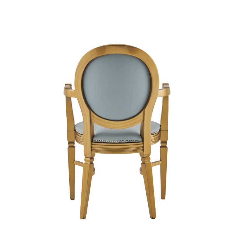 Chandelle Armchair in Gold with Babyblue Seat Pad