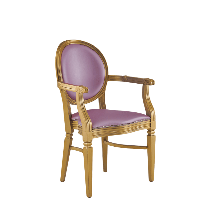 Chandelle Armchair in Gold with Icy Pink Seat Pad