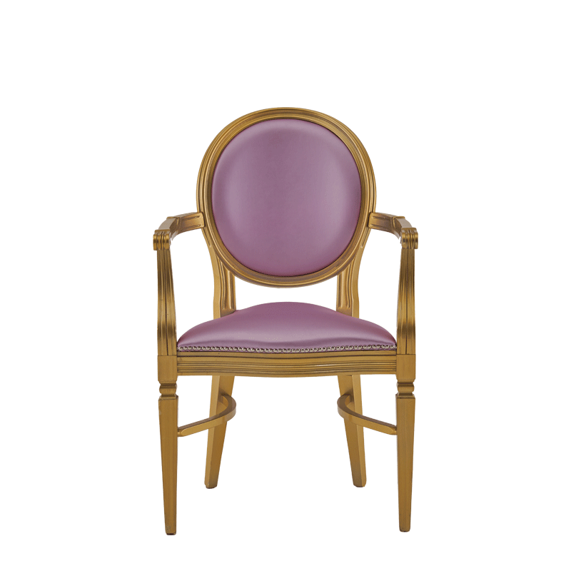 Chandelle Armchair in Gold with Icy Pink Seat Pad