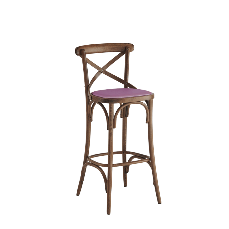 Coco Bar Stool in Natural with Icy Pink Seat Pad