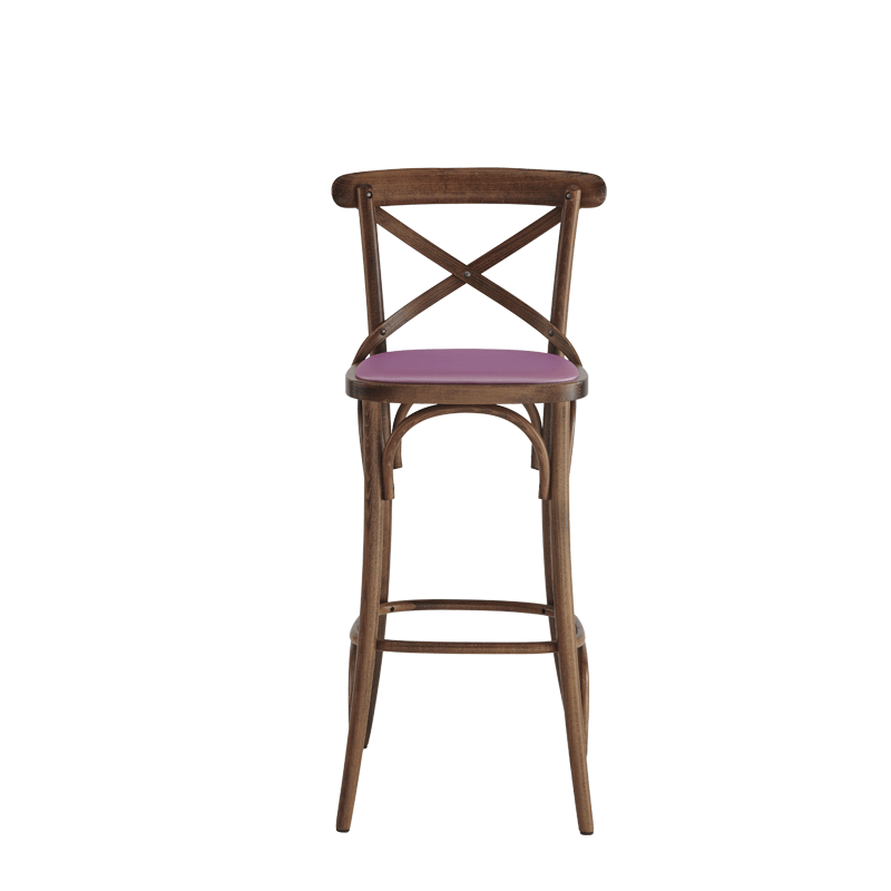 Coco Bar Stool in Natural with Icy Pink Seat Pad
