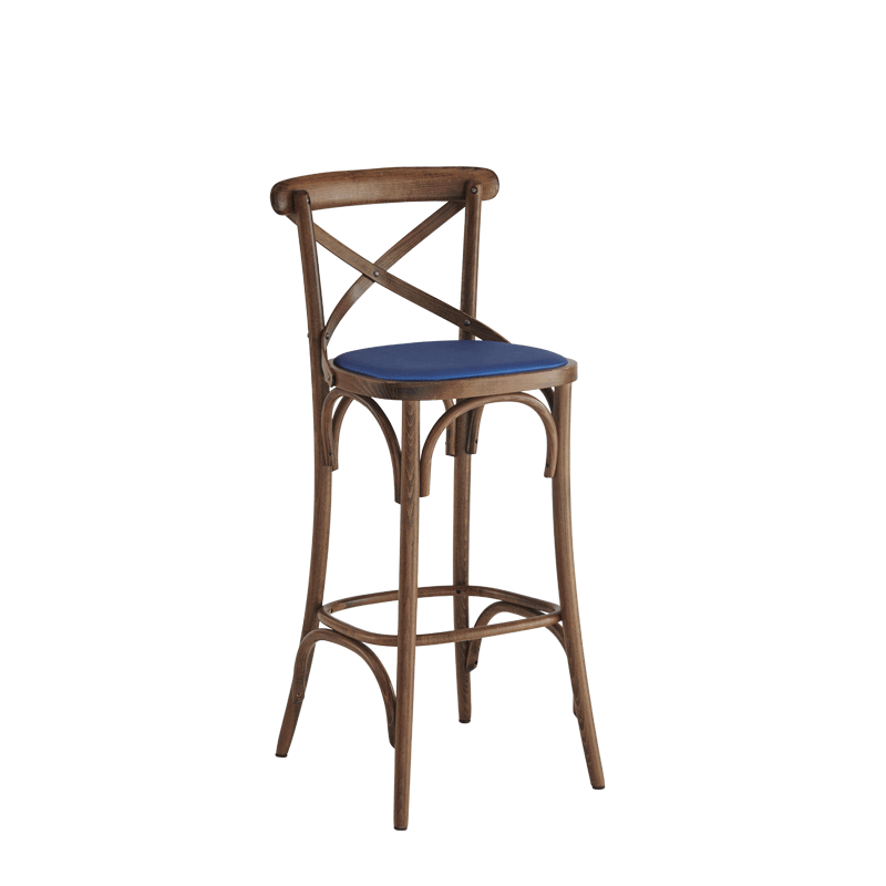 Coco Bar Stool in Natural with Sapphire Seat Pad