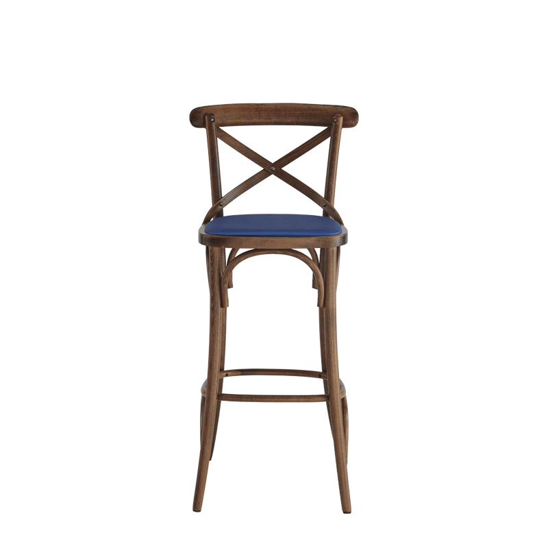 Coco Bar Stool in Natural with Sapphire Seat Pad