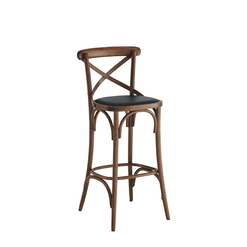 Coco Bar Stool in Natural with Black Seat Pad