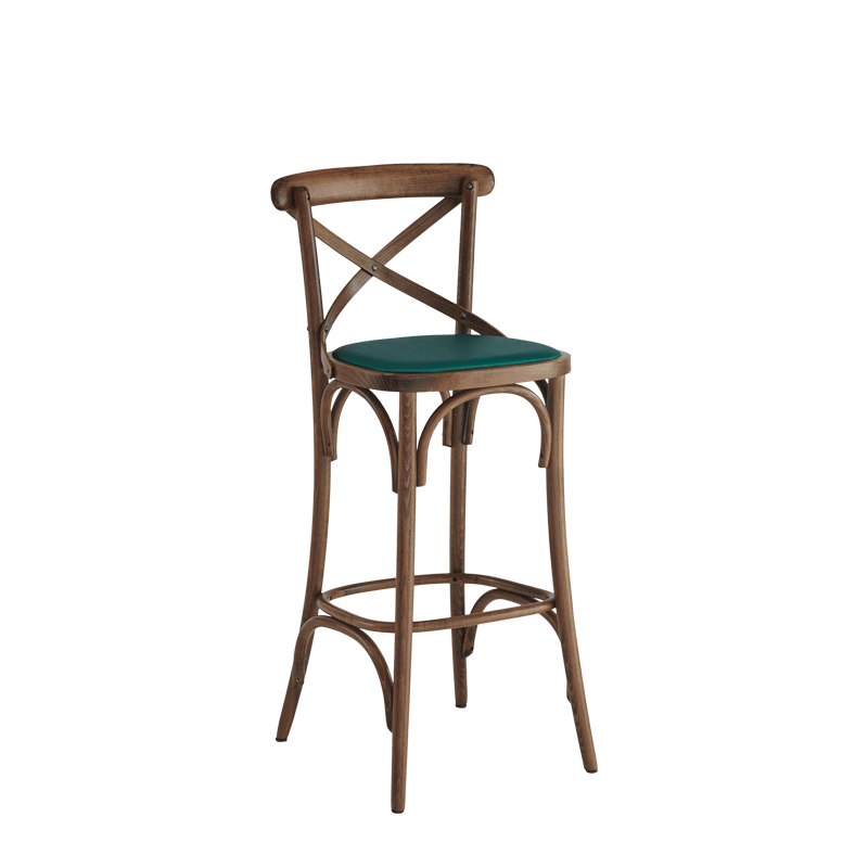 Coco Bar Stool in Natural with Emerald Seat Pad