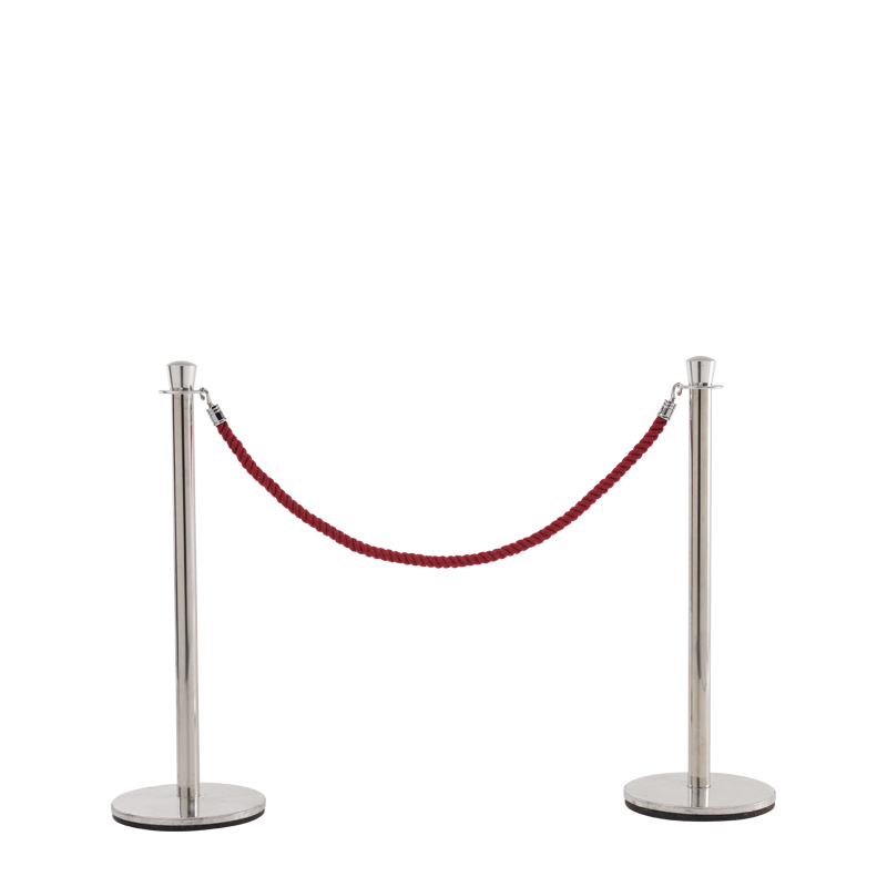 Stanchion in Stainless Steel Brass with Pink Rope