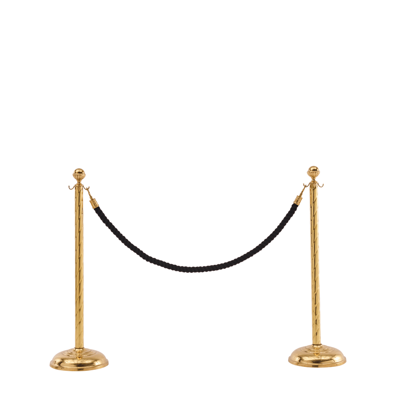 Twisted Stanchion in Brass with Black Rope