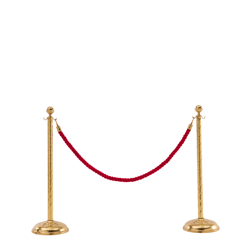 Twisted Stanchion in Brass with Pink Rope