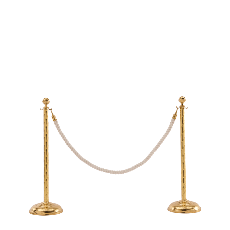 Twisted Stanchion in Brass with White Rope