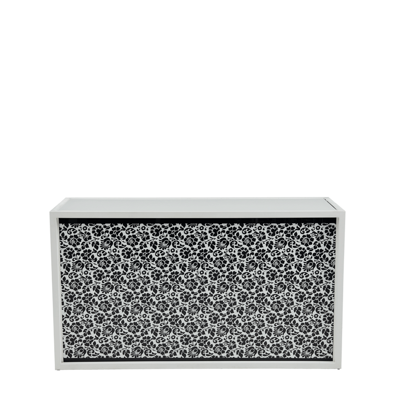 Unico Bar with White Frame and Black and White Floral Front