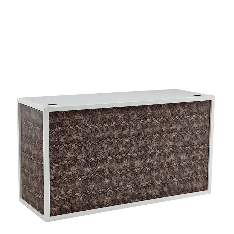 Unico DJ Booth - White Frame - Upholstered Snake Skin Panels